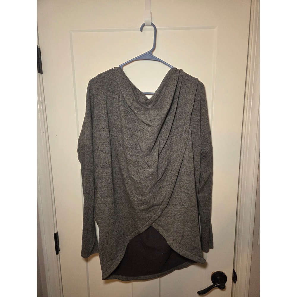 Athleta Womens Gray Heather Crossover Open Back Hoodie Pullover Size M